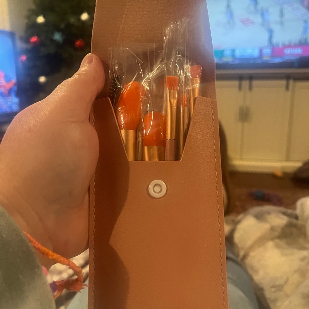 Orange and Gold Makeup Brush Set